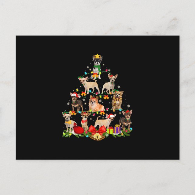 Dog Lover Gifts Chihuahua Tree Christmas Light Postcard (Front)