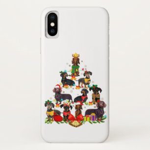 Dog Lover Gifts Dachshund Tree Christmas Light iPhone X Case
