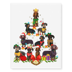 Dog Lover Gifts Dachshund Tree Christmas Light Temporary Tattoos