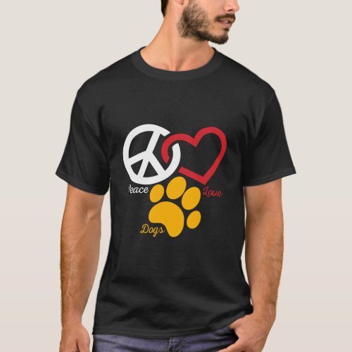 Dog Lover Gifts _ Peace Love Animal Paw Print T_Shirt