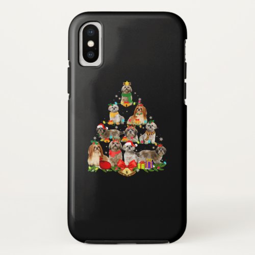 dog lover gifts shih tzu tree christmas light iPhone x case