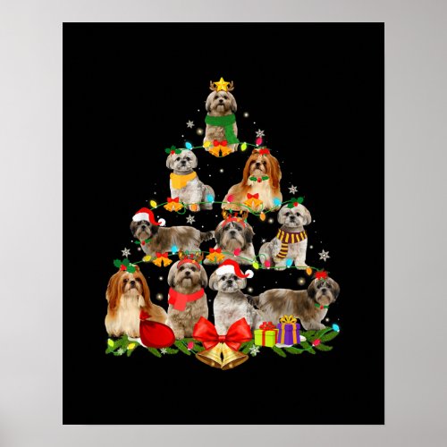 dog lover gifts shih tzu tree christmas light poster