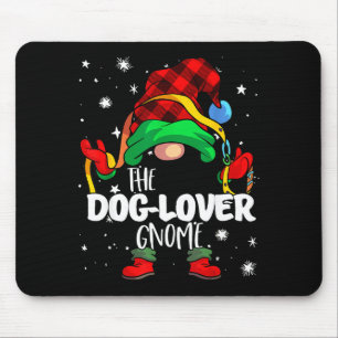 Dog Lover Gnome Red Buffalo Plaid Matching Family Mouse Pad
