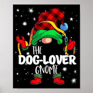 Dog Lover Gnome Red Buffalo Plaid Matching Family Poster