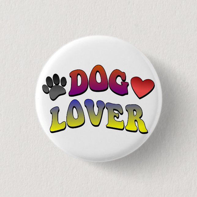 Dog Lover Groovy Vintage Font Button (Front)