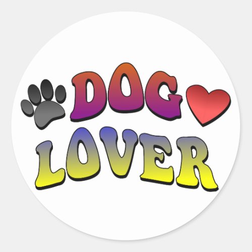 Dog Lover Groovy Vintage Font Classic Round Sticker