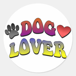 Dog Lover Groovy Vintage Font Classic Round Sticker
