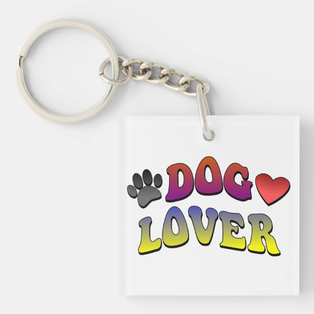 Dog Lover Groovy Vintage Font Keychain (Front)