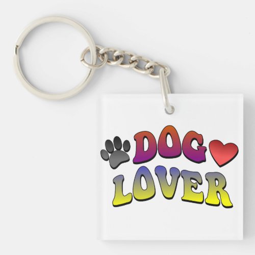 Dog Lover Groovy Vintage Font Keychain