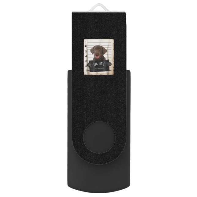 Dog Lover | Guilty Chocolate Labrador Bad Dog Flash Drive (Back (Vertical))