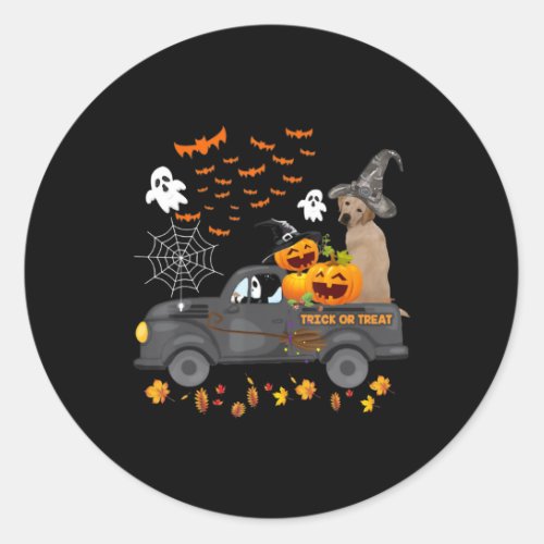 Dog Lover Halloween Labrador Truck Trick Or Treat Classic Round Sticker