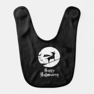 Dog Lover   Happy Halloween Lab Witch Riding Broom Baby Bib