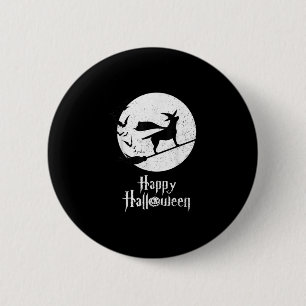 Dog Lover   Happy Halloween Lab Witch Riding Broom Button