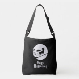 Dog Lover | Happy Halloween Lab Witch Riding Broom Crossbody Bag