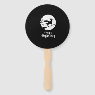Dog Lover Happy Halloween Lab Witch Riding Broom Hand Fan