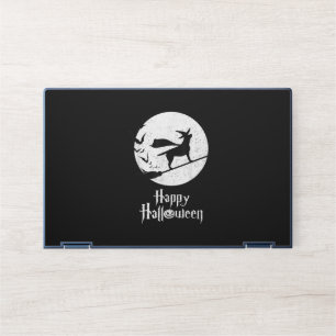 Dog Lover Happy Halloween Lab Witch Riding Broom HP Laptop Skin