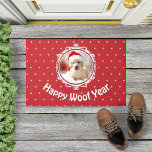 Dog Lover 'Happy Woof Year' Christmas Holiday  Doormat