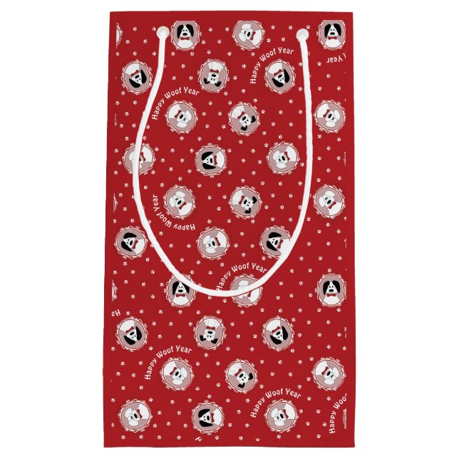 Dog Lover 'Happy Woof Year' Small Gift Bag (Front)