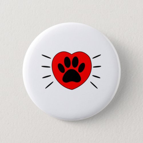Dog Lover Heart And Paw Print Button