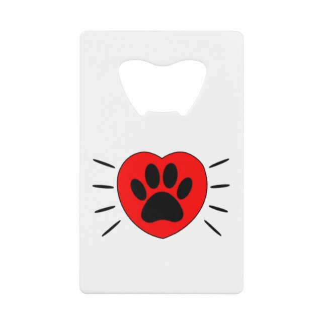 Dog Lover Heart And Paw Print Credit Card Bottle Opener (Front)