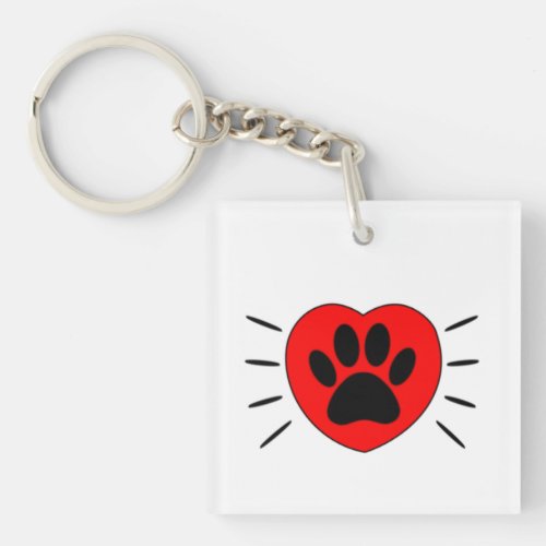 Dog Lover Heart And Paw Print Keychain
