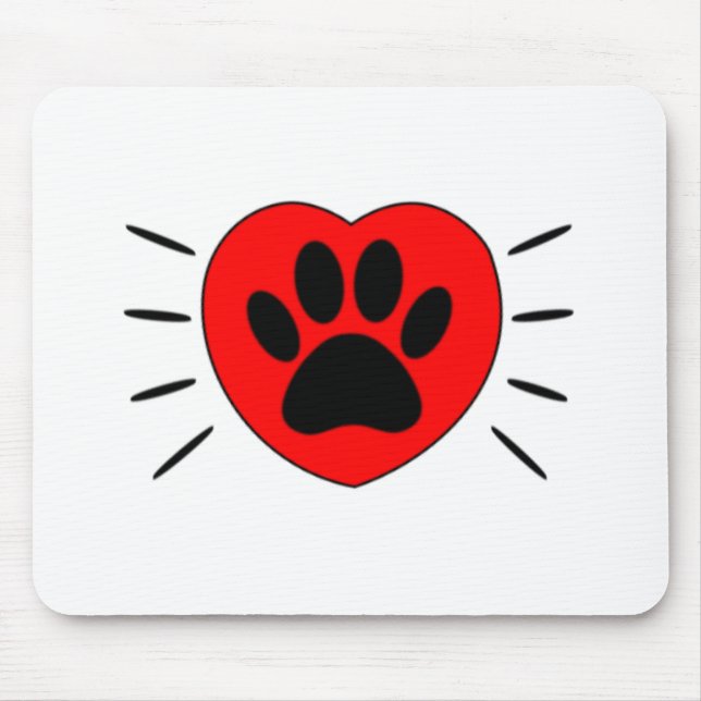 Dog Lover Heart And Paw Print Mouse Pad (Front)