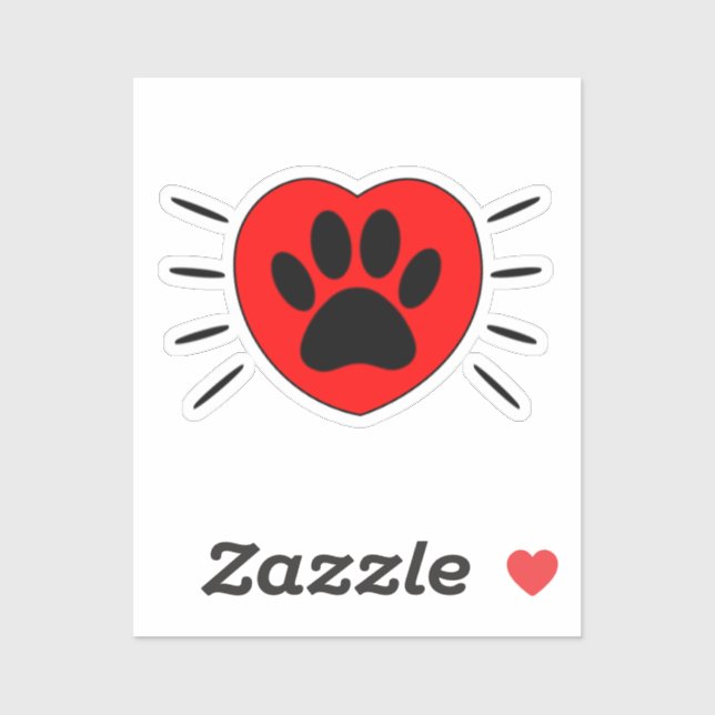 Dog Lover Heart And Paw Print Sticker (Sheet)