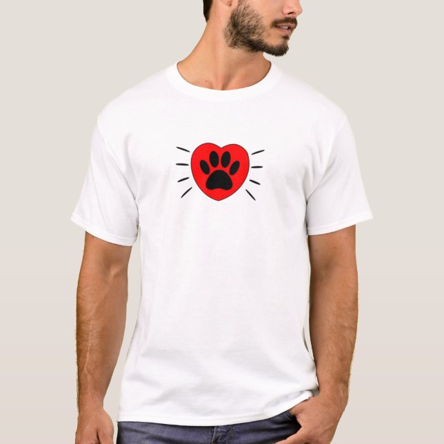 Dog Lover Heart And Paw Print T-Shirt (Front)