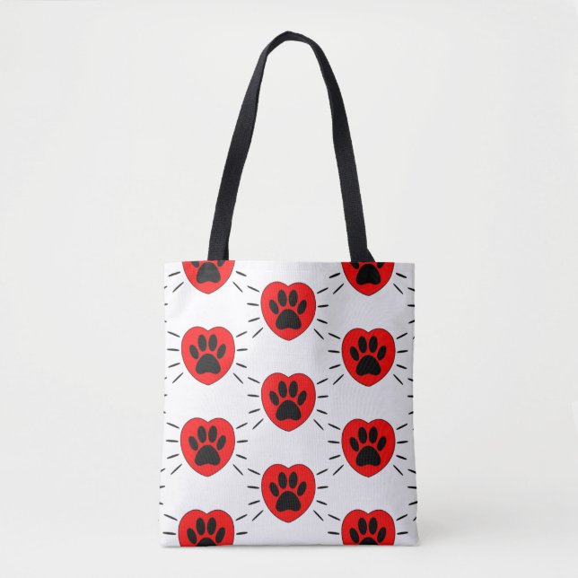 Dog Lover Heart And Paw Print Tote Bag (Front)