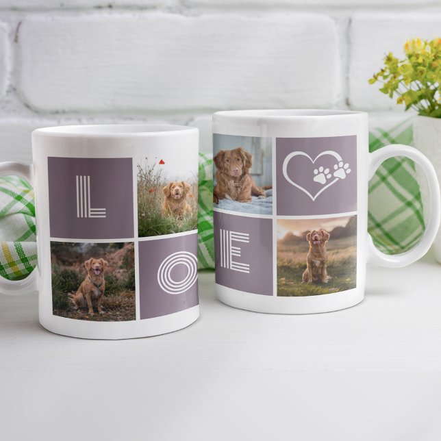 Dog Lover Heart Love Photo Collage Coffee Mug (Creator Uploaded)