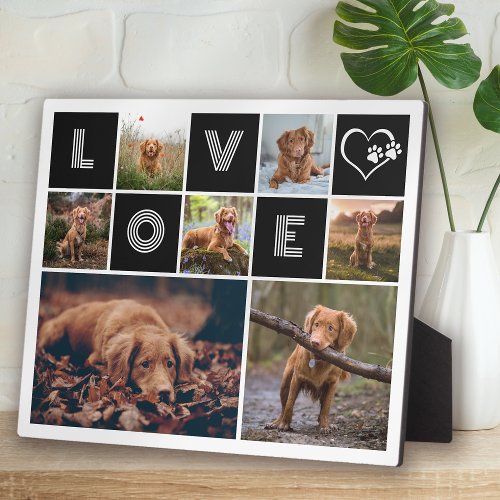 Dog Lover Heart Love Photo Collage Plaque