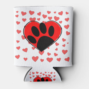 Dog Lover Hearts All Over Can Cooler