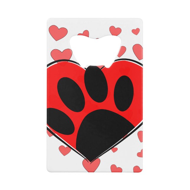 Dog Lover Hearts All Over Credit Card Bottle Opener (Front)