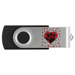 Dog Lover Hearts All Over Flash Drive