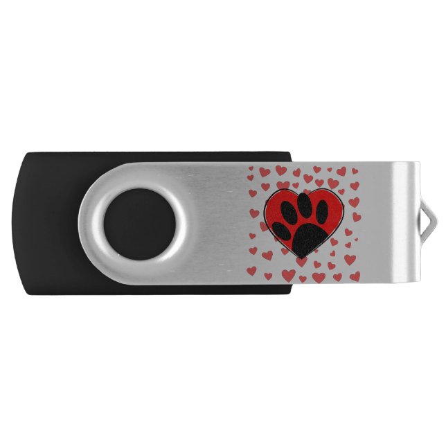 Dog Lover Hearts All Over Flash Drive (Front)