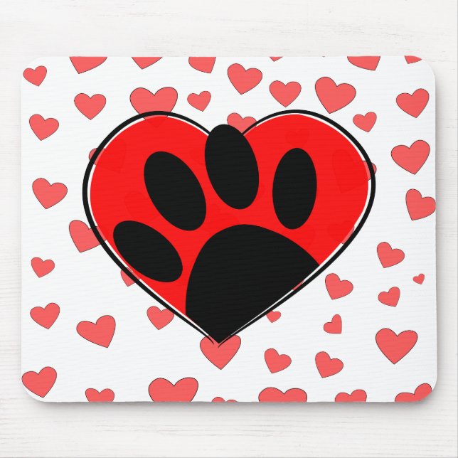 Dog Lover Hearts All Over Mouse Pad (Front)