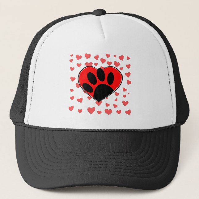 Dog Lover Hearts All Over Trucker Hat (Front)