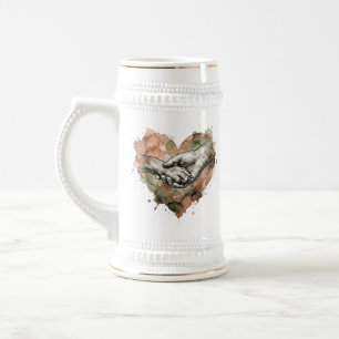 Dog Lover Human Animal Bond Watercolor Heart Beer Stein