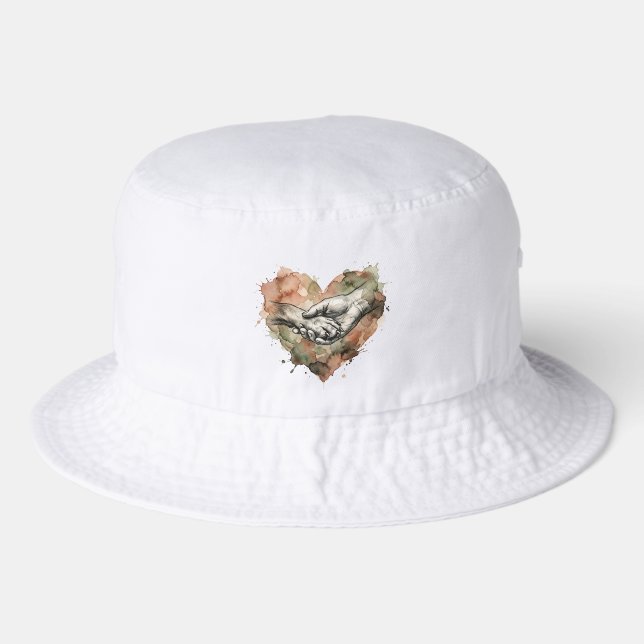 Dog Lover Human Animal Bond Watercolor Heart Bucket Hat (Front)