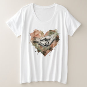 Dog Lover Human Animal Bond Watercolor Heart Plus Size T-Shirt