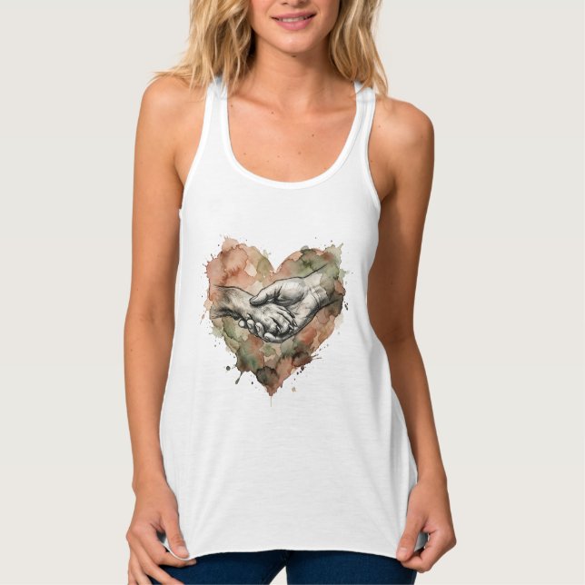 Dog Lover Human Animal Bond Watercolor Heart Tank Top (Front)