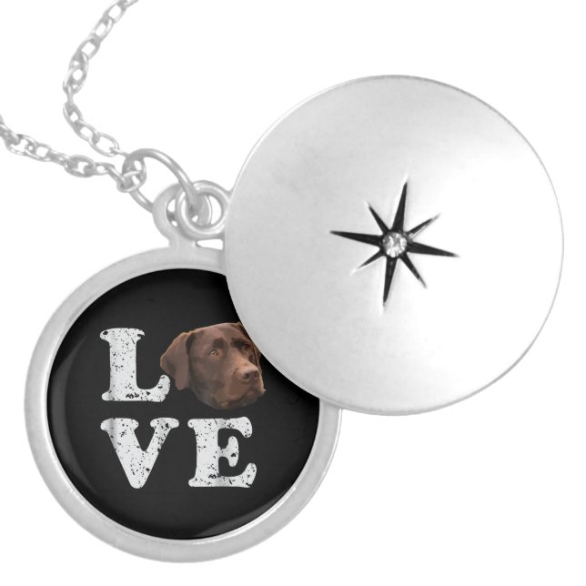 Dog Lover | I Love Chocolate Labrador Retriever Locket Necklace (Front)