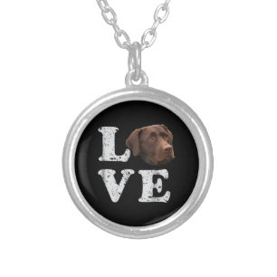 Dog Lover I Love Chocolate Labrador Retriever Silver Plated Necklace