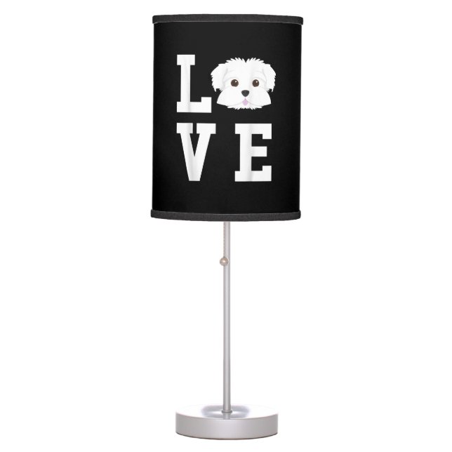Dog Lover | I Love Cute Maltese Table Lamp (Front)