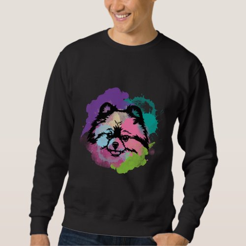 Dog Lover I Splash Art Pomeranian Sweatshirt