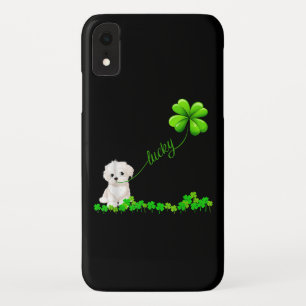 Dog Lover Irish Shamrock Lucky With Cute Maltese iPhone XR Case