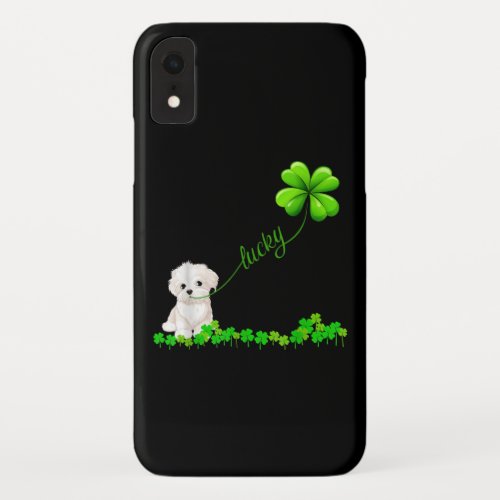 Dog Lover  Irish Shamrock Lucky With Cute Maltese iPhone XR Case