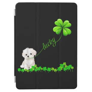 Dog Lover   Irish Shamrock Lucky With Cute Maltese iPad Air Cover