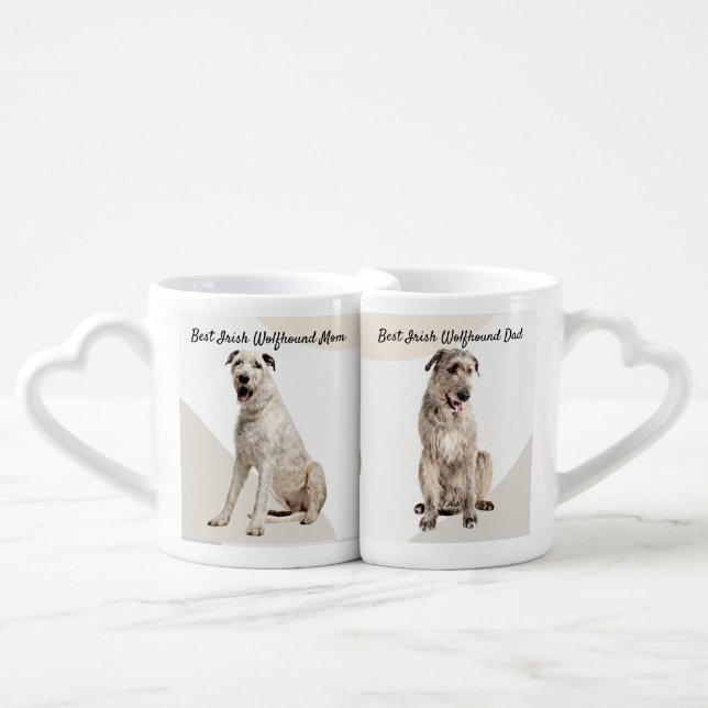 Dog Lover Irish Wolfhound Best Mom, Best Dad  Coffee Mug Set (Front Nesting)