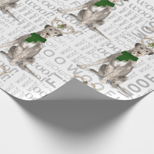 Dog Lover Irish Wolfhound in Antlers Christmas Wrapping Paper